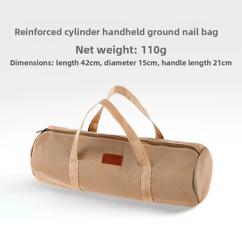 Bolsa cilíndrica para almacenamiento de camping al aire libre, bolso portátil para estacas de tienda de campaña, cuerdas de sujeción, bolsa cilíndrica duradera para accesorios de camping