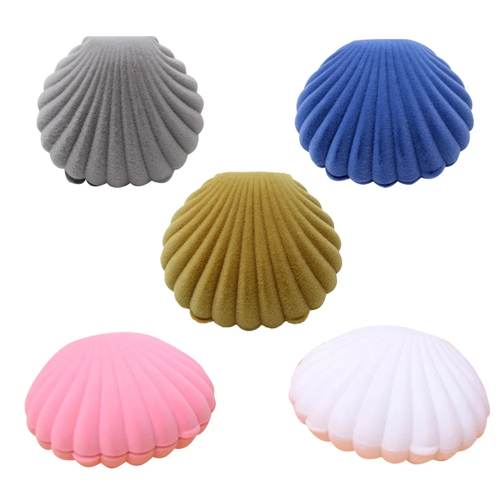 

5Pcs Shell Shaped Jewelry Box Elegant Compact Ring Earring Case Romantic Gift Holder for Wedding Birthday Valentine's Day