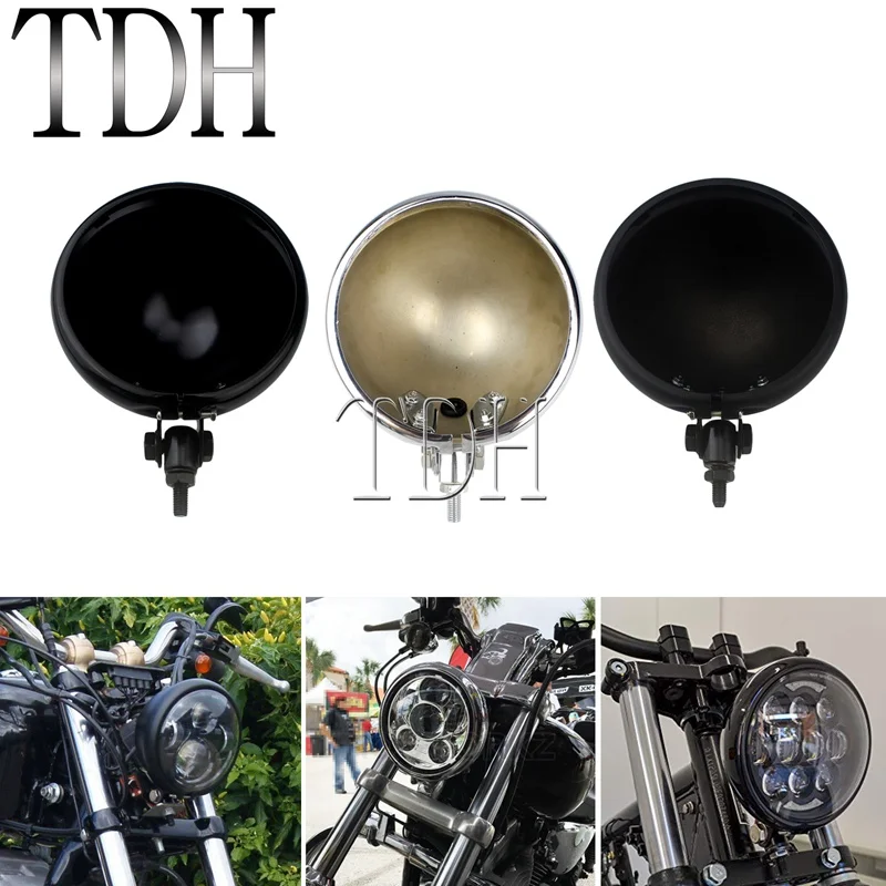 5.75 inch Lighthouse Shell Universal Motorcycle Bottom Mount Headlight LED Headlamp Light Cover Bucket Housing For Harley Custom