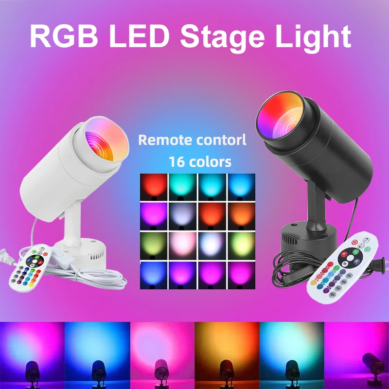RGB LED Stage Light Remote Control Disco Lights for DJ Party Bar KTV Adjustable Aperture Atmosphere Spotlight Lighting Effect