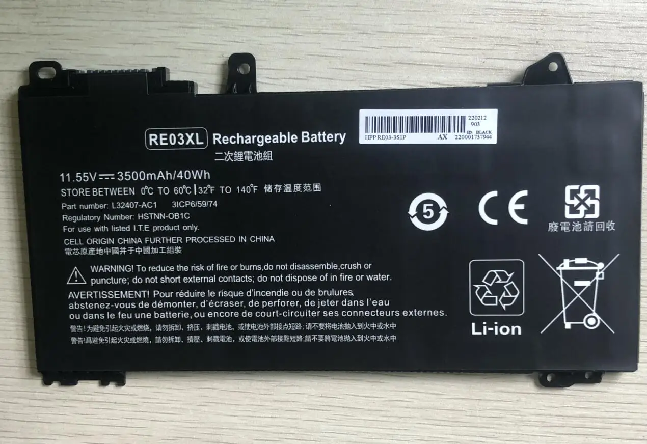 RE03XL L32407-541 L32407-AC1 Laptop Battery for HP ProBook 450 G6 450 G7 440 G6 430 445 455R G6 430 440 445 G7 Series HSTNN-OB1C