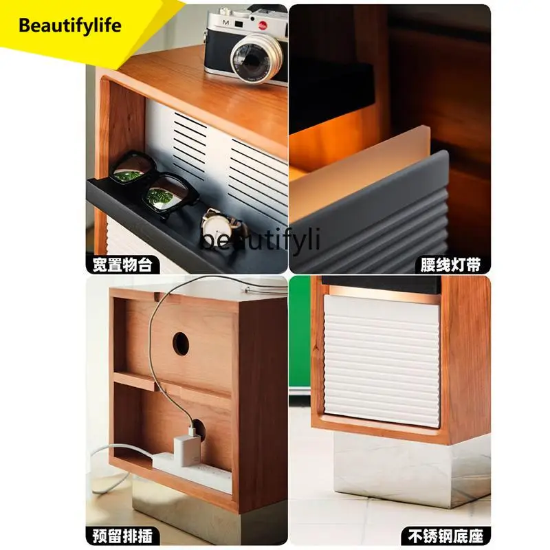 

A57 Solid wood bedside, small extremely narrow bedside side cabinet, household bedroom seam cabinet