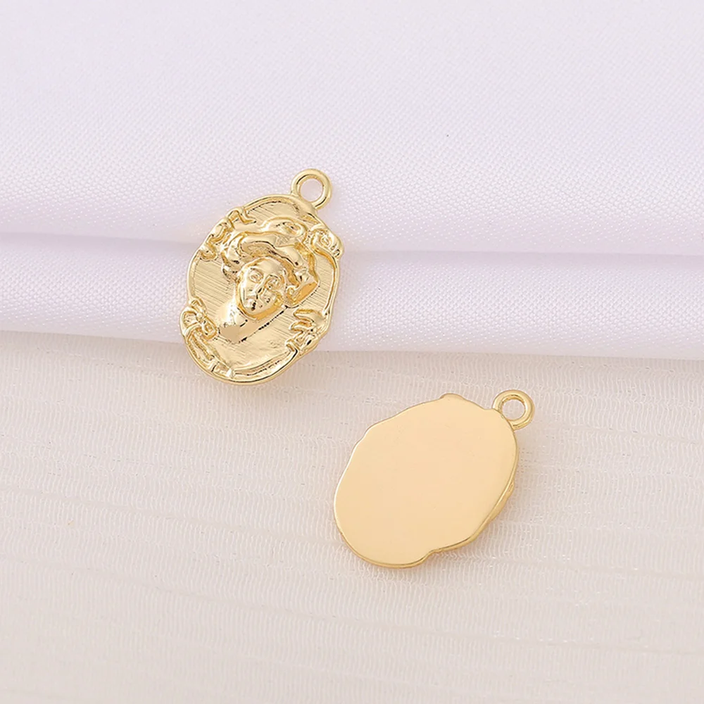 Factory Wholesale Plated Gold Color Brass Oval Charms Pendants Necklace And Bracelet Earring Diy Jewelry Accessories Parts