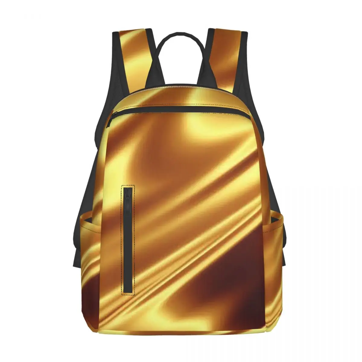 

Рюкзак из золотистой ткани с геометрическим волнообразным узором, вместительный, для детей, школьный ранец, сумка через плечо для мужчин и женщин