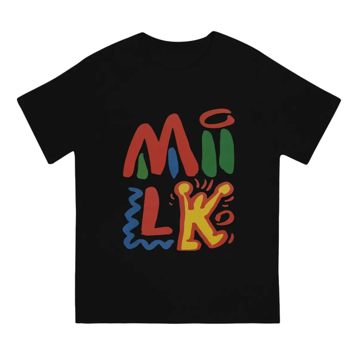 Haring Geometric Graffiti Milk Energy T Shirt Goth Men Tees Summer Clothing Polyester O-Neck TShirt