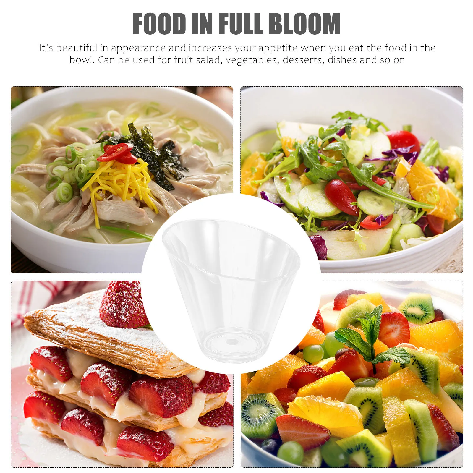 

Acrylic Bowl 19Cm Clear Lightweight Crack Resistant Serving Container For Dessert Fruit Salad Snack Vegetable Lotus