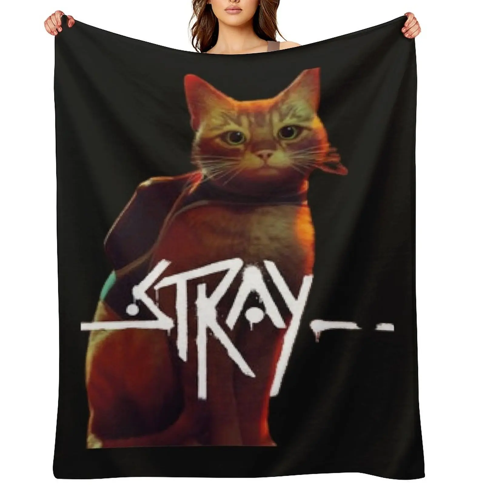 stray cat game Throw Blanket Soft Plush Plaid Blankets Sofas Of Decoration Kid'S Travel Flannel Fabric Hair Blankets