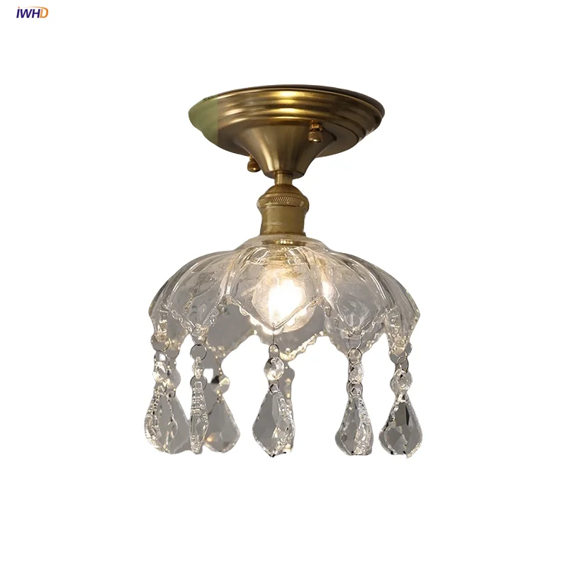 

IWHD Modern Luxury LED Ceiling Light Fixture Hallway Bedroom Corridor Glass Crystal Interior Home Decor Ceiling Lamp Luminaire