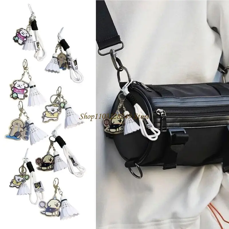 N5KD Badminton Pendant Small Keychain Acrylic Key Rings Gift for Badminton Lover