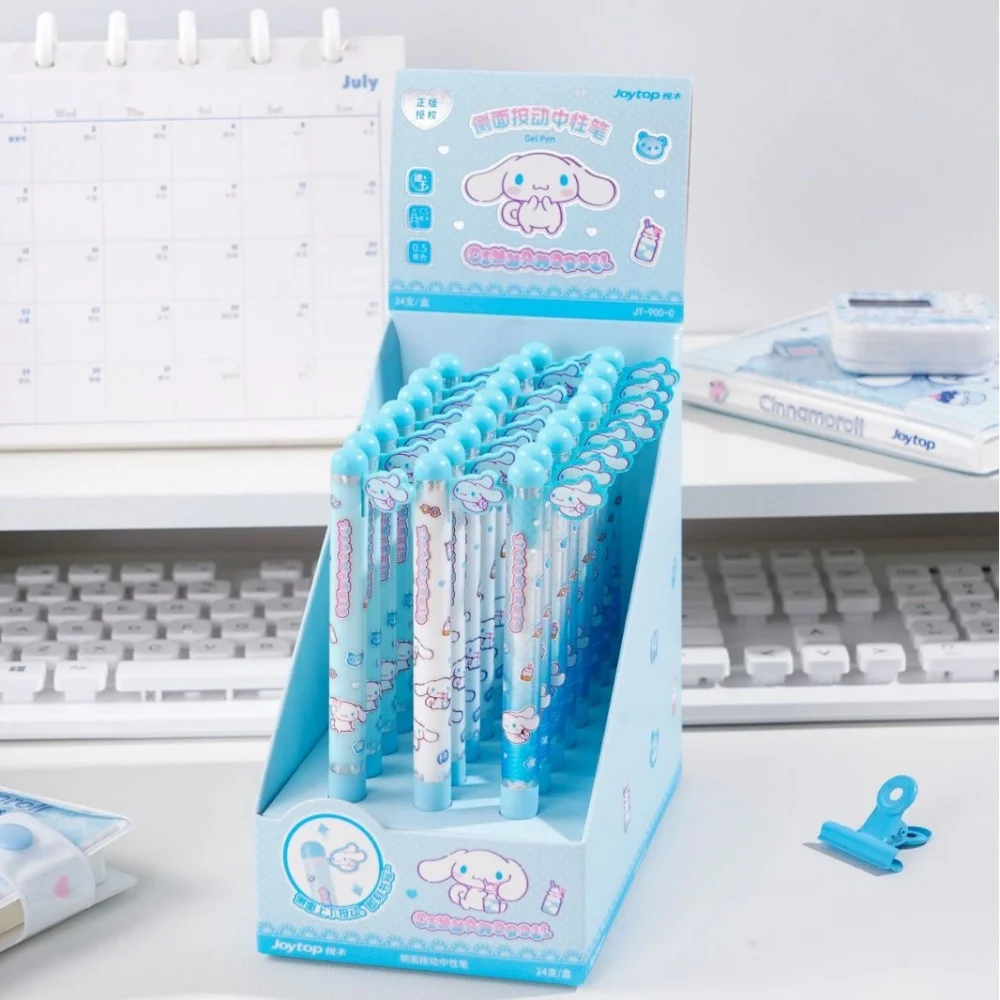 Genuine Sanrio Cinnamoroll My Melody Kuromi Side Click Pen 0.5mm Black Gel Ink Cute Writing Stationery for School Office