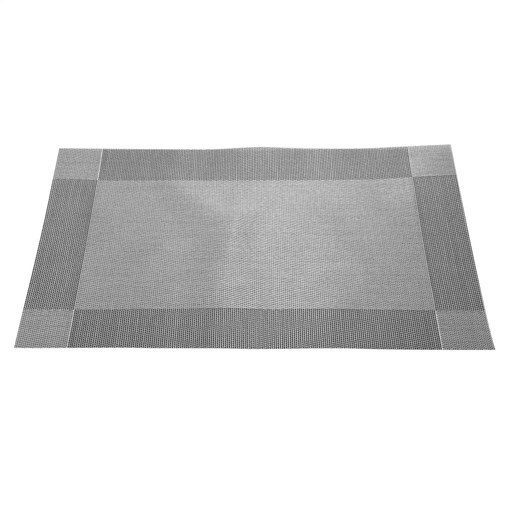 ABMS-Placemat, Crossweave Woven Non-Slip Insulation Placemat Washable Table Mats Set Of 4 (4Pcs Placemats, Silver-Gray)