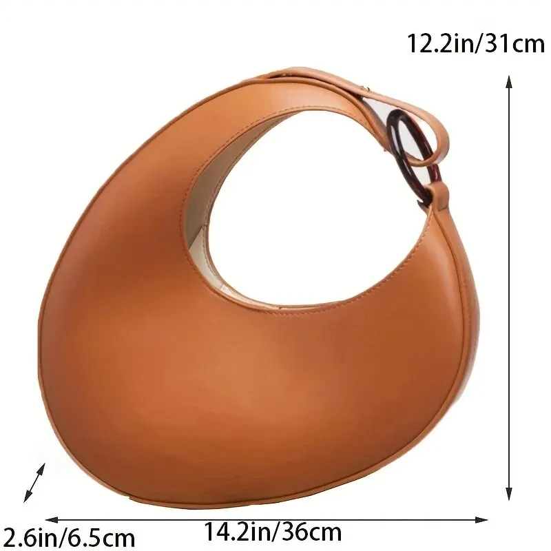 Niche Design Oval Shoulder Bag Minimalist Hobo Bag For Women Stylish Solid Color Handbag