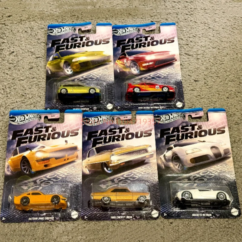 

Hot Wheels Hnr88-K Fast & Furious Silver Series Alloy Cars Honda Civic Eg Bugatti Veyron Datsun 240z 1:64 Diecast Car Model Toys