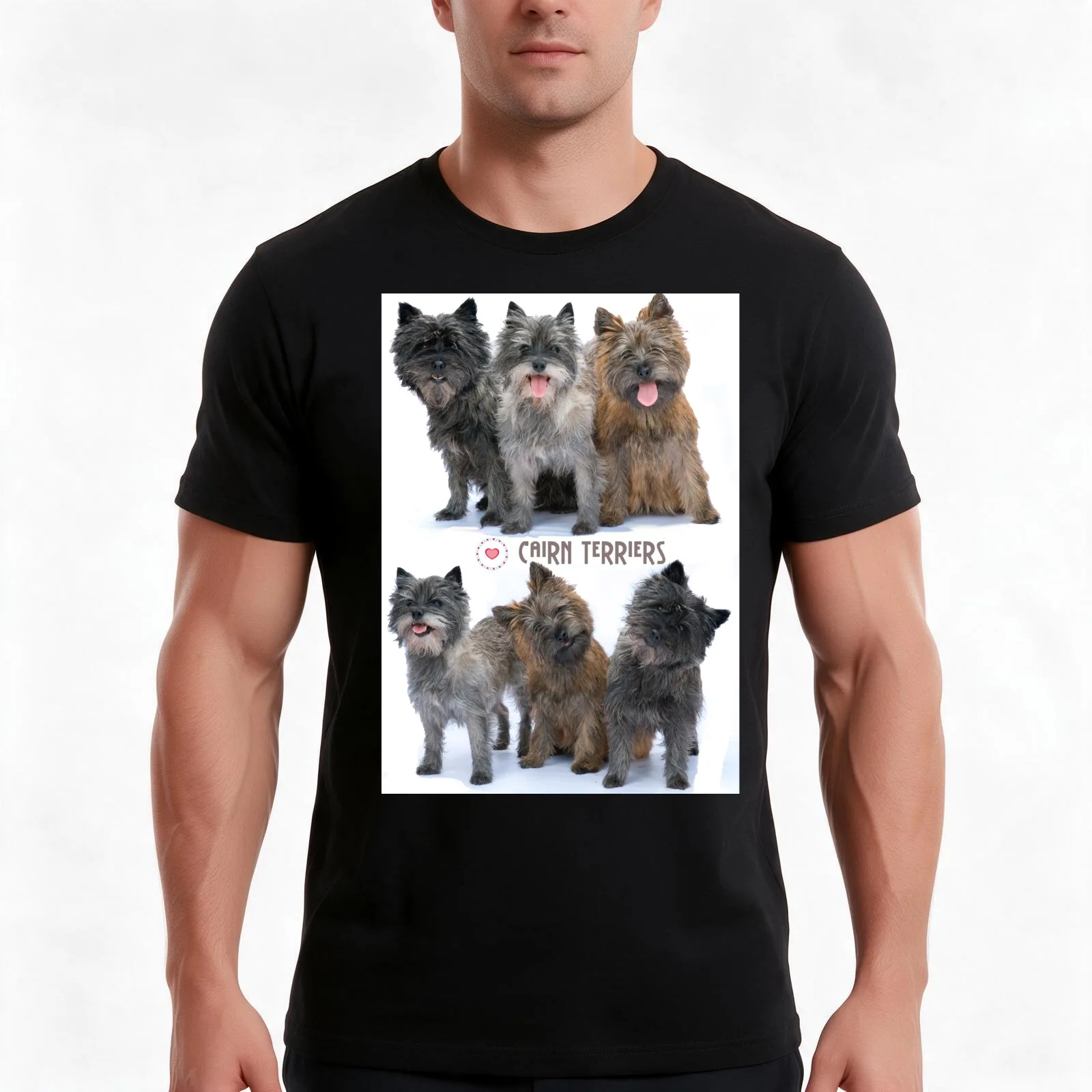 Love Cairn Terriers T-Shirt, Summer Casual Cotton Tee, Oversized Streetwear Tops, Vintage Graphic Print, Loose Fit Short Sleeve