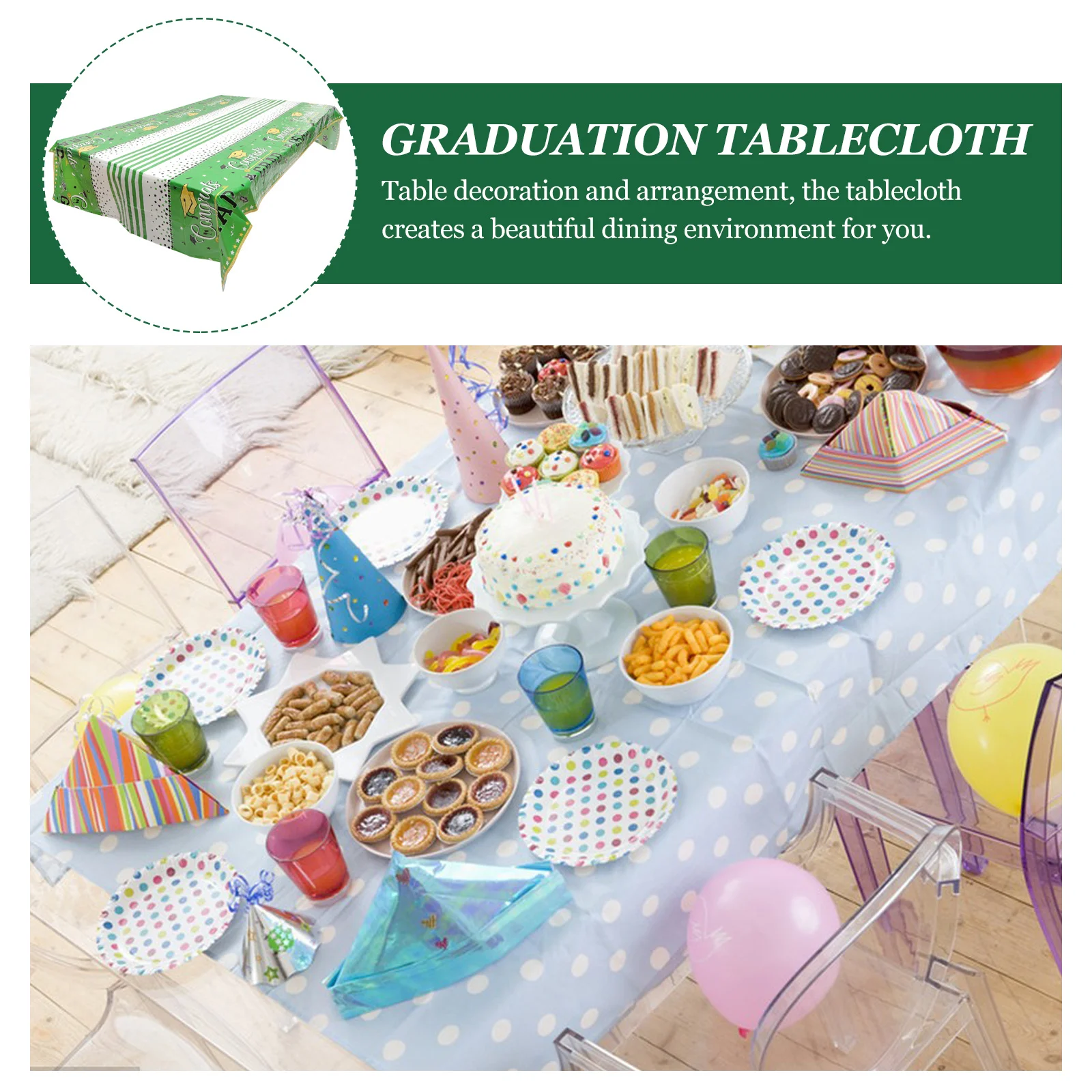 

Waterproof Graduation Tablecloth 54x84 Inch Premium Pe Material Fitted Table Cover for Grad Party 2023 Decorations Dining Table