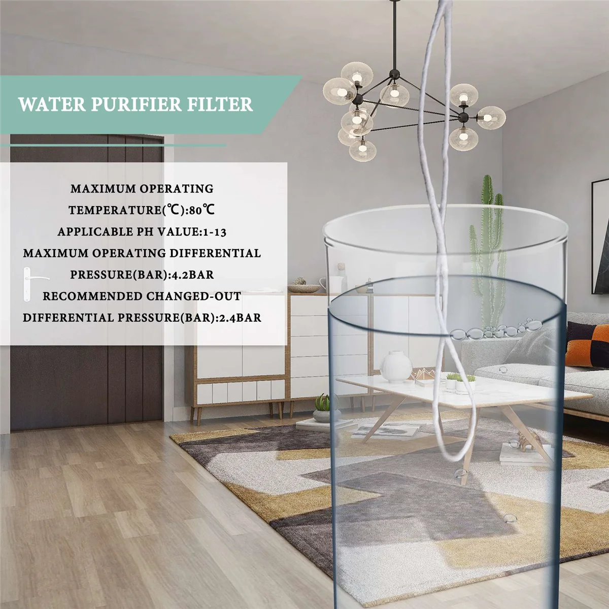 A24I 5 ميكرومتر 10 × 2.5 بوصة سلسلة الجرح الرواسب تصفية المياه منزل كله ترشيح الرواسب، بديل عالمي لـ 10 #4