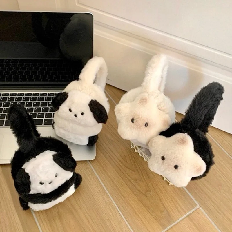 Cute Heart-shaped Puppy Fluffy Ear Muffs Winter Warm Anti-cold Plush Ear Warmer Women Ear Muffs Winter Accessories New Year Gift