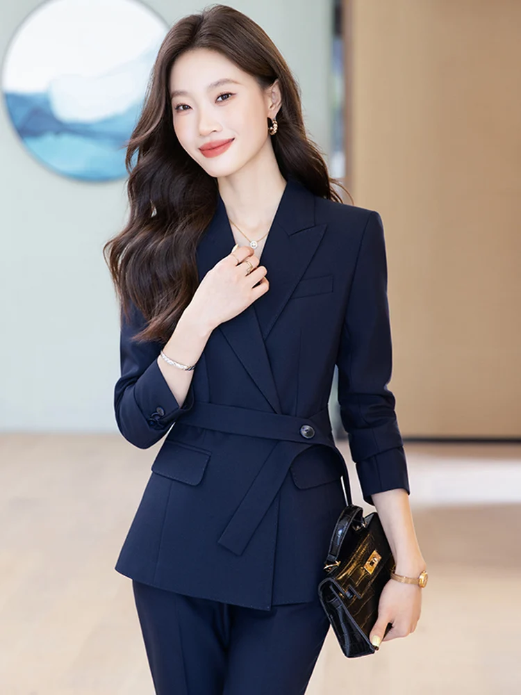 

Elegant Business Chic Formal Blazer Pant Sets Two Piece Womens Outfit Plus Size Clothing Spring 2025 Jacket Trousers Suits