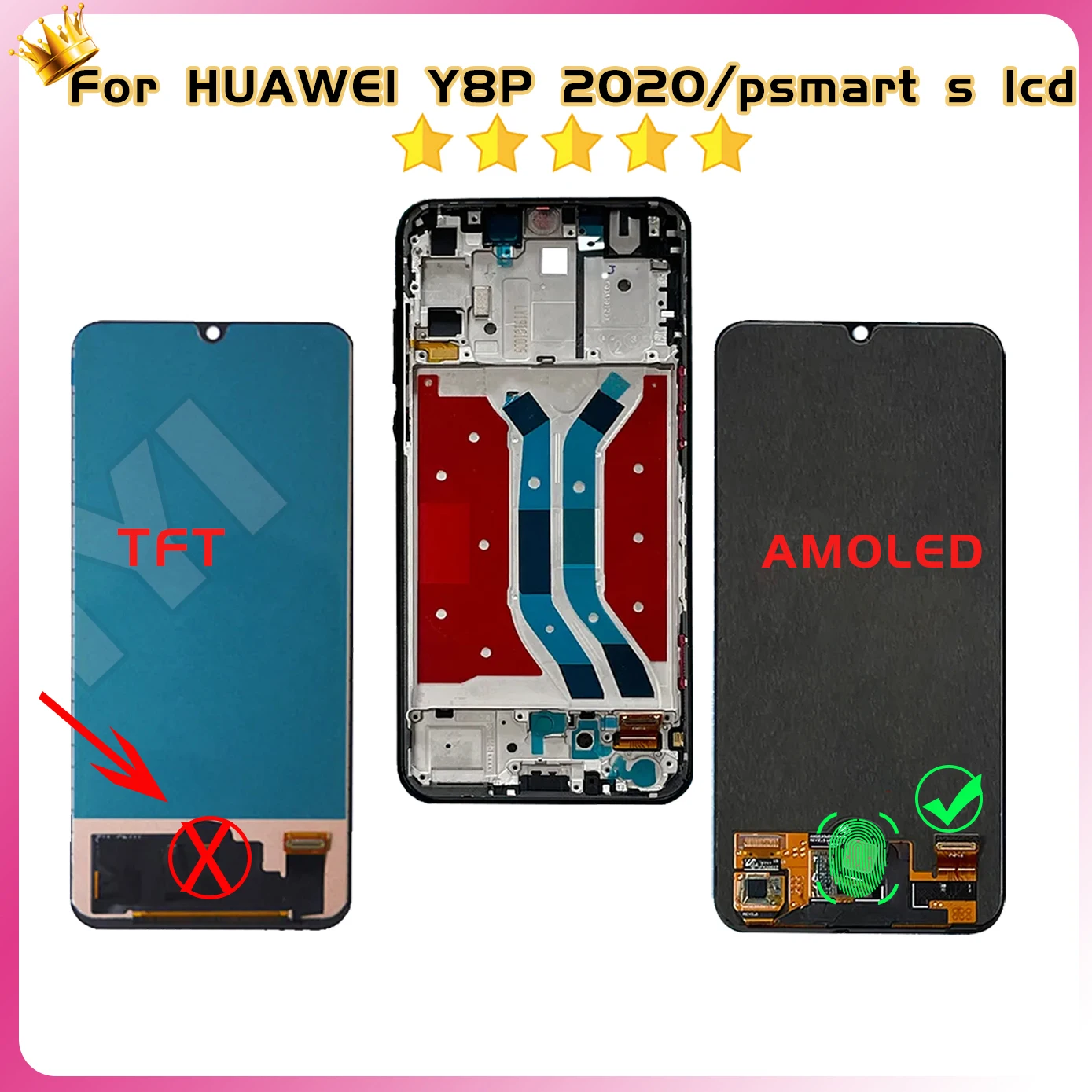 Tested High Quality Display For Huawei Y8p 2020 AQM-LX1 / P Smart S LCD Touch Screen for Huawei Enjoy 10s AQM-AL00 LCD Display