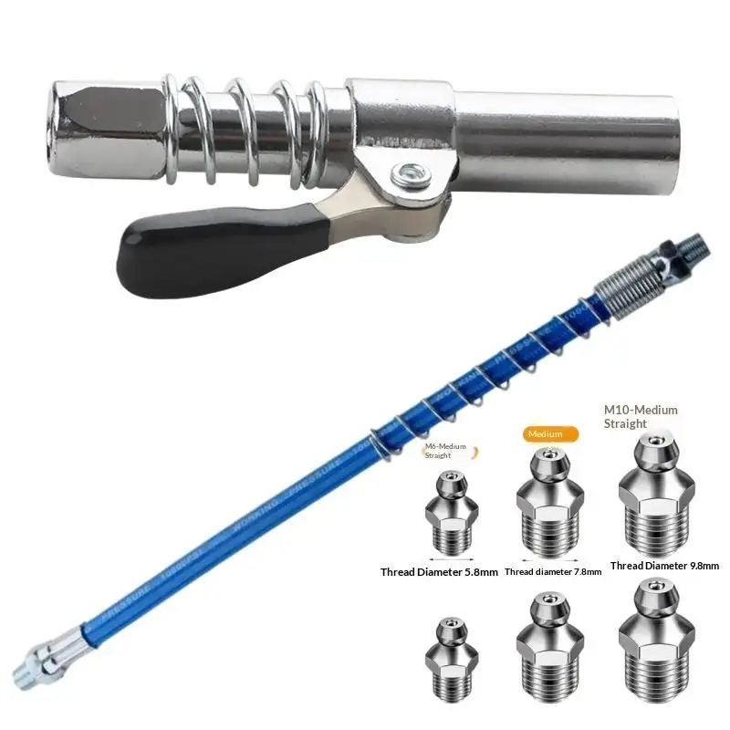 1 Set Injektor-Schmierölfett-Spender, Fettspender-Kupplung NPTI/8, Ölpumpe, Schnellverschluss-Fettdüse, Reparaturwerkzeug – Detail 4