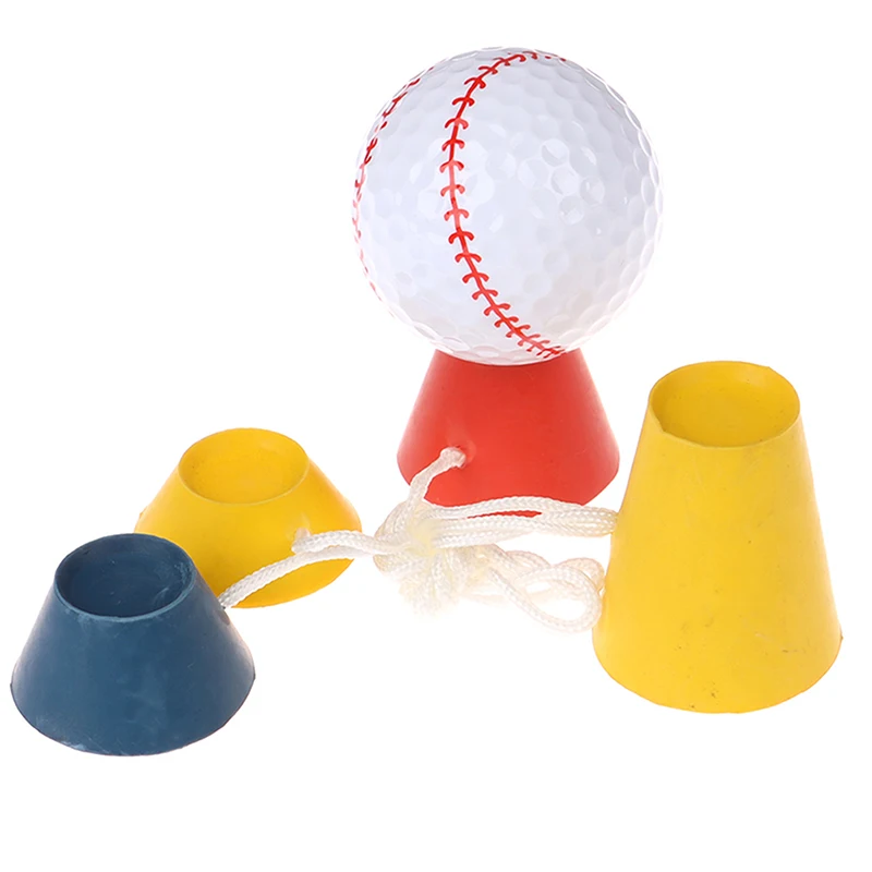 1Set Golf 4-in-1 Tees with Rope Driver Winter Rubber Golf Tees of Different Heights for Home Range Ball Training Practice Sports