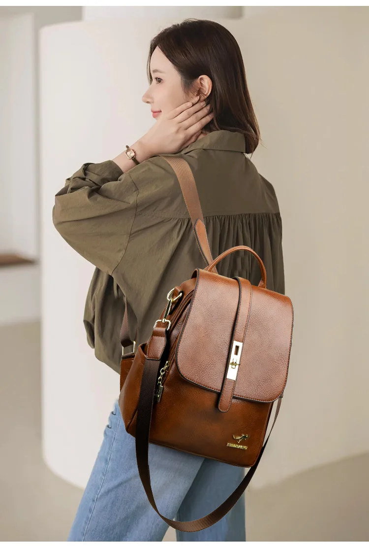 Luxury Women Backpack High Quality Leather Fashion Backpack Commut Large Capacity School Bag for Girls Large Travel New Backpack