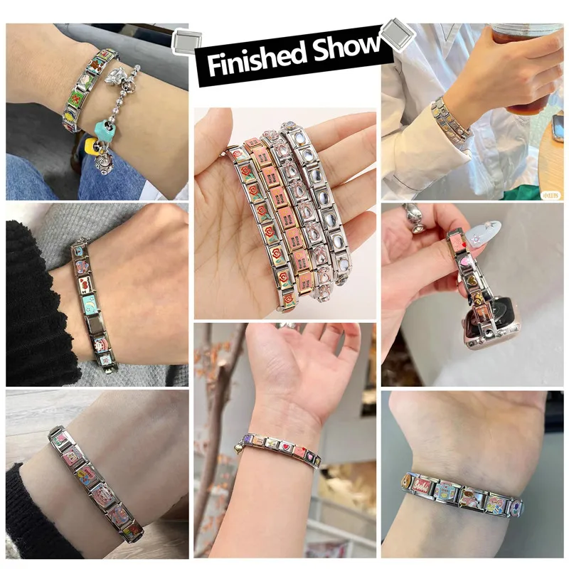 Retro Personality Module Bracelet A-Z 26 Letters Charm Italian Links Fit 9mm Bracelet Stainless Steel Jewelry DIY Making