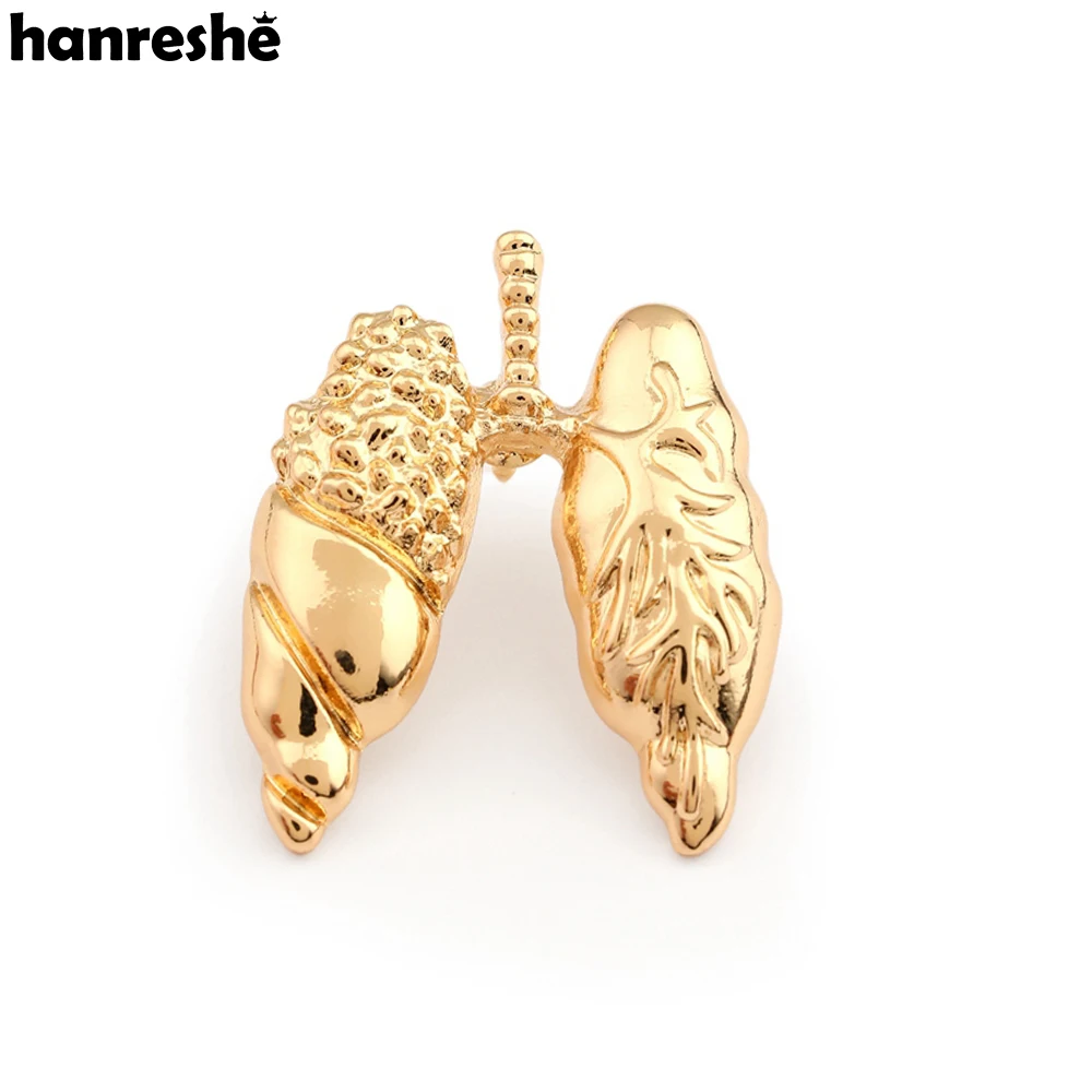 Hanreshe Classic Medicine Lung Organ Metal Brooch Pins Bone Specimen Medical Badge Jewelry Accessories Gift for Doctors Nurses