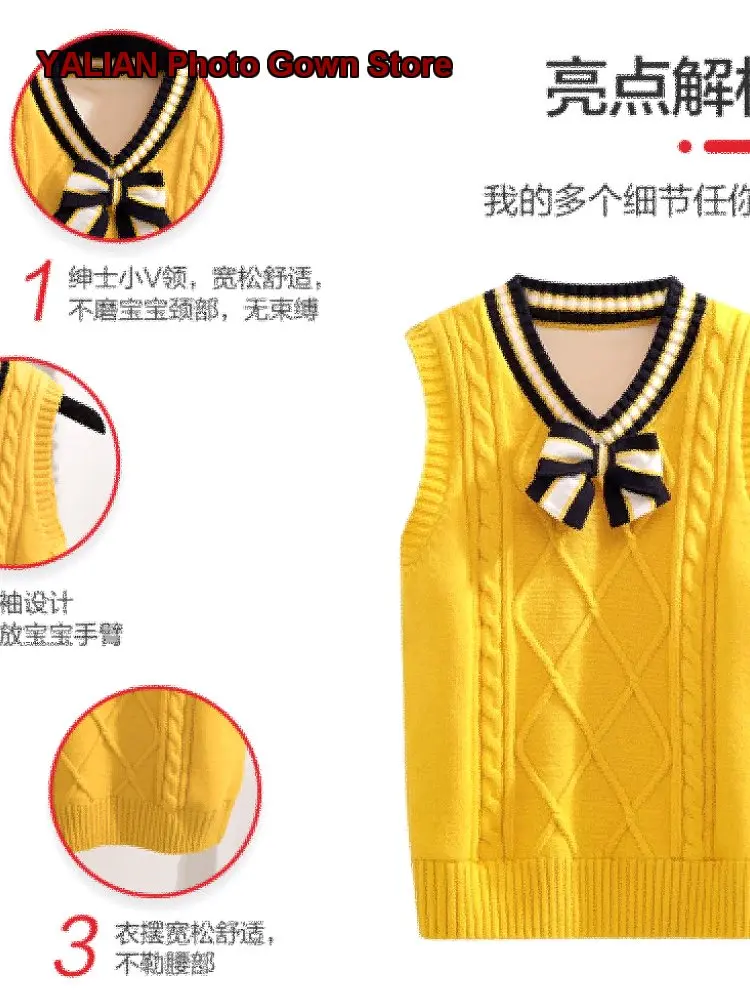 Girls Vests School Uniforms Girls Winter Thickened Warm Chic Older Kids Knit Vests