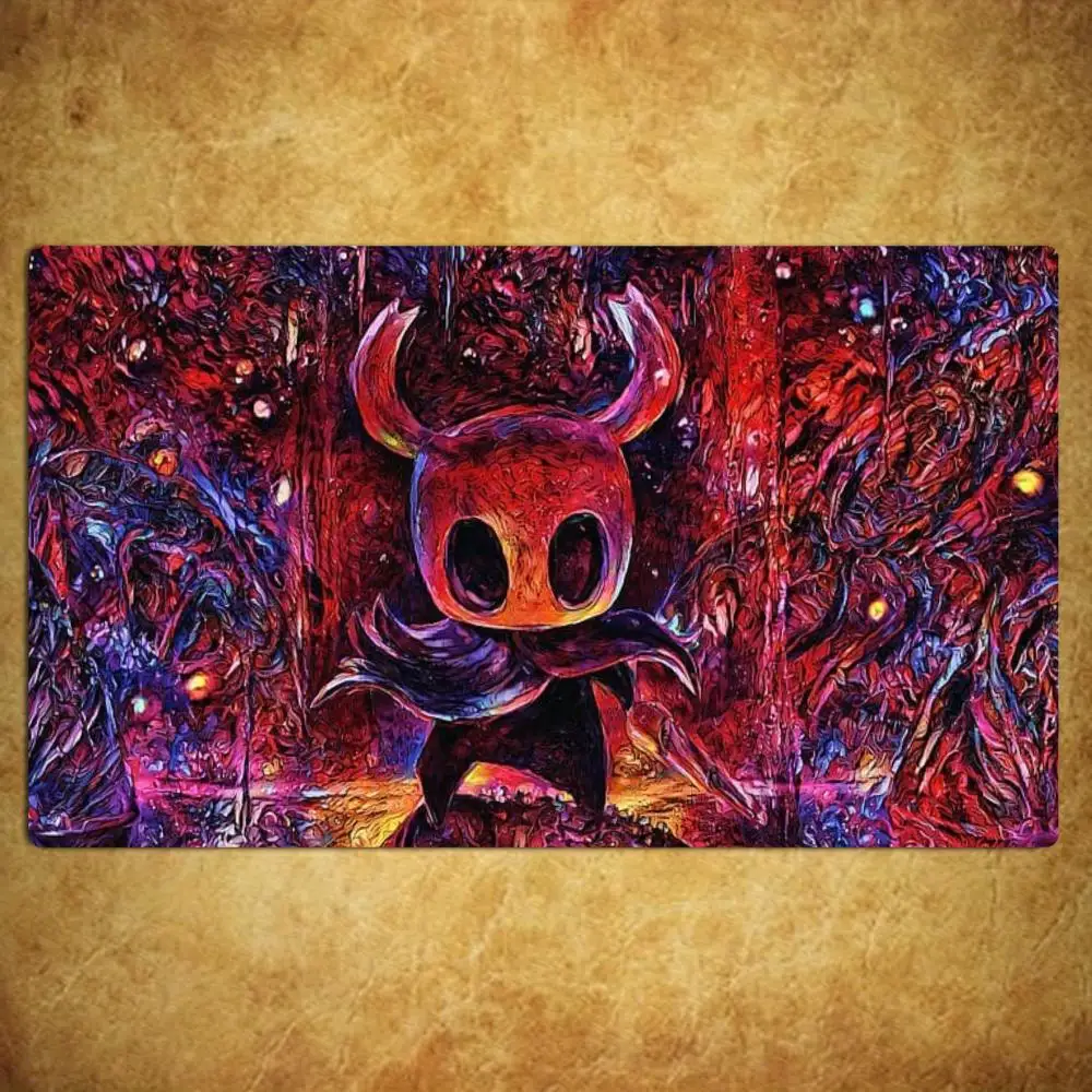 Hollow Ghost Knight TCG Playmat 35X60CM Vibrant Neon Graffiti Scene Card Battle Mat Non‑Slip Durable Stitched Edge Playmat