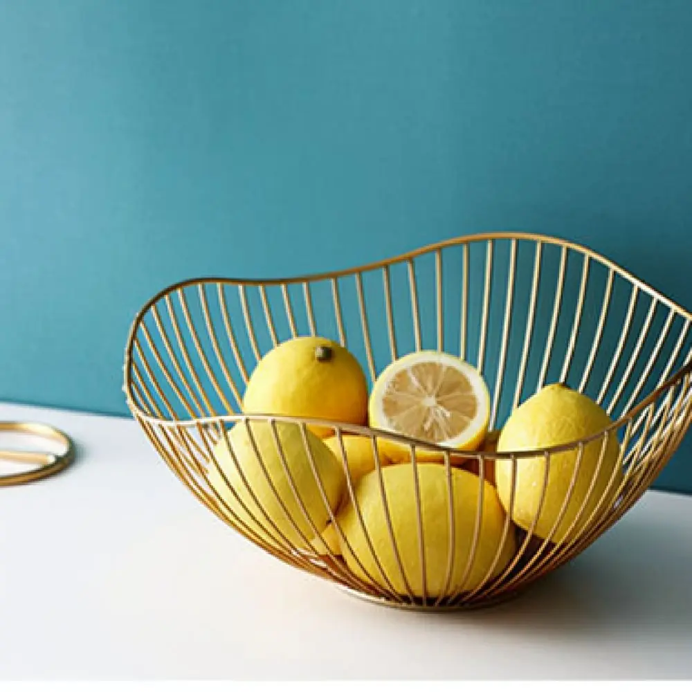 Nordic Decorative Iron Fruit Tray Lotus Leaf Design Metal Storage Bowl Stable Base For Living Room Table Dining Area