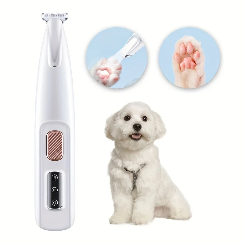 Neuer Hundepfoten-Trimmer mit LED-Licht, vollständig wasserdichter Tierhaarschneider mit LED-Anzeige, Hundeschermaschine zur Fellpflege, 18mm breite Klinge