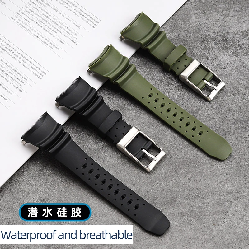 Black Armygreen Silica Gel Diving Watch Strap For Citizen BJ8050 BJ8057 Special Resin Silicone Watch strap