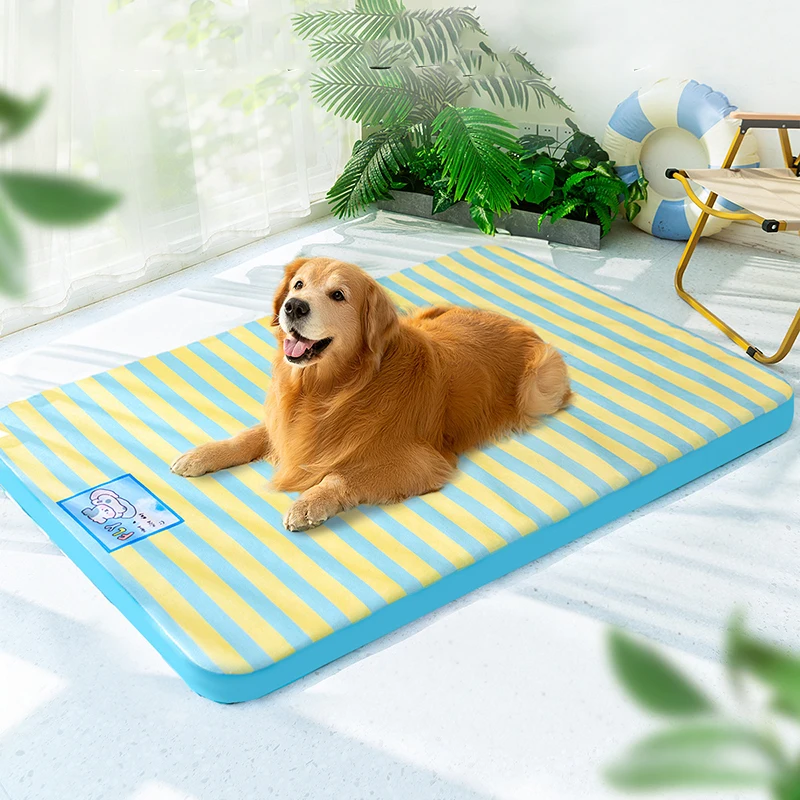 

Beach Dog Cartoon Striped Mat Cat Mat Cooling Mat Dog Kennel Cat Kennel Pet Kennel Pet Supplies Can Be Removed and Washed!