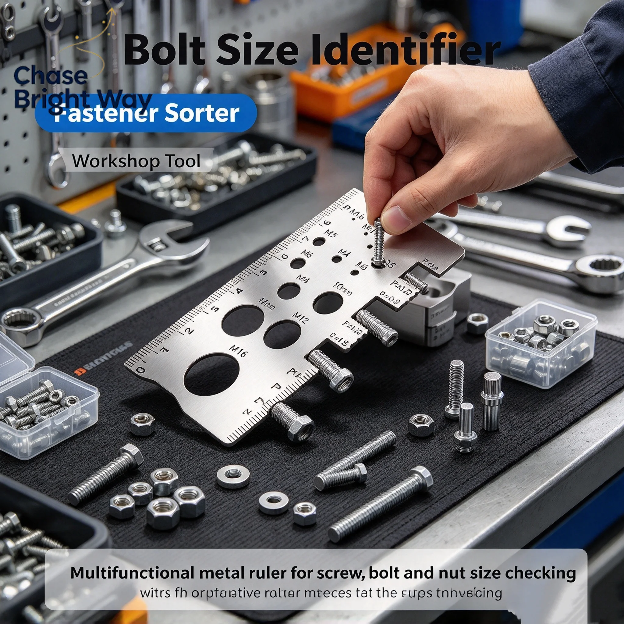 Multifunctional Screw Measuring Gauge Portable 304 Stainless Steel Screw Measuring Gauge M12 Screw Diameter And Pitch Gauge