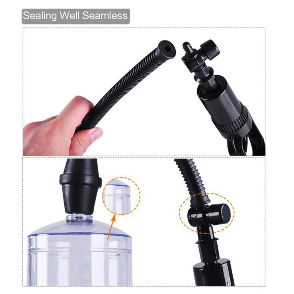 Men Vacuum Pump Replacement Kit with Transparent Acrylic Cylinders, Gauge Head, Extension Sleeve and Flexible Connector Hose view 4