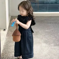 Baby Boys Children Suits Summer Kids Fashion casual Outdoor Shirt +Loose overalls Jean Pants 2Pcs Handsome Gentleman Suits