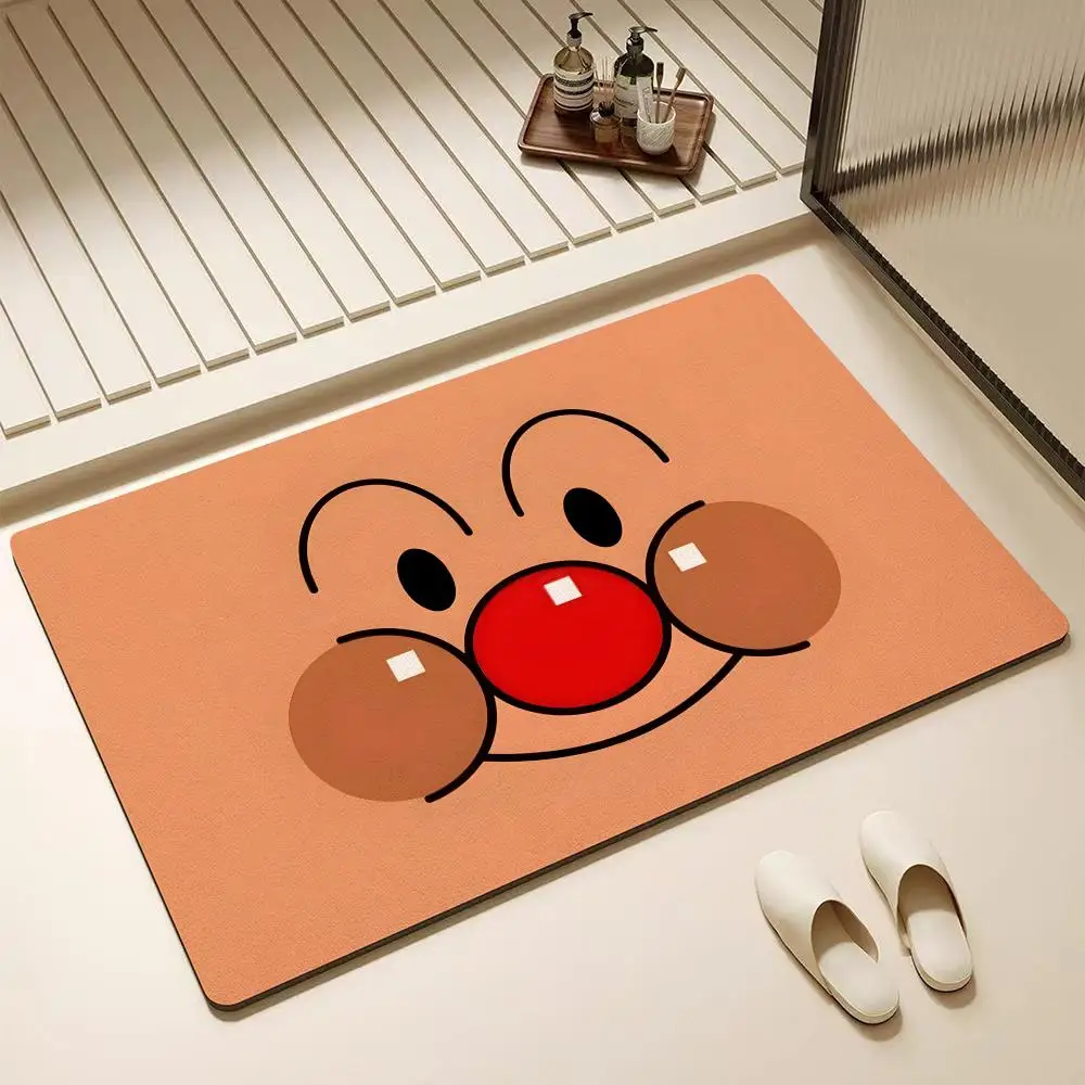 A-anpanman Animation Film Bodenmatte aus Diatomeenerde – Hochsaugfähiger, rutschfester, schnell trocknender Badezimmerteppich