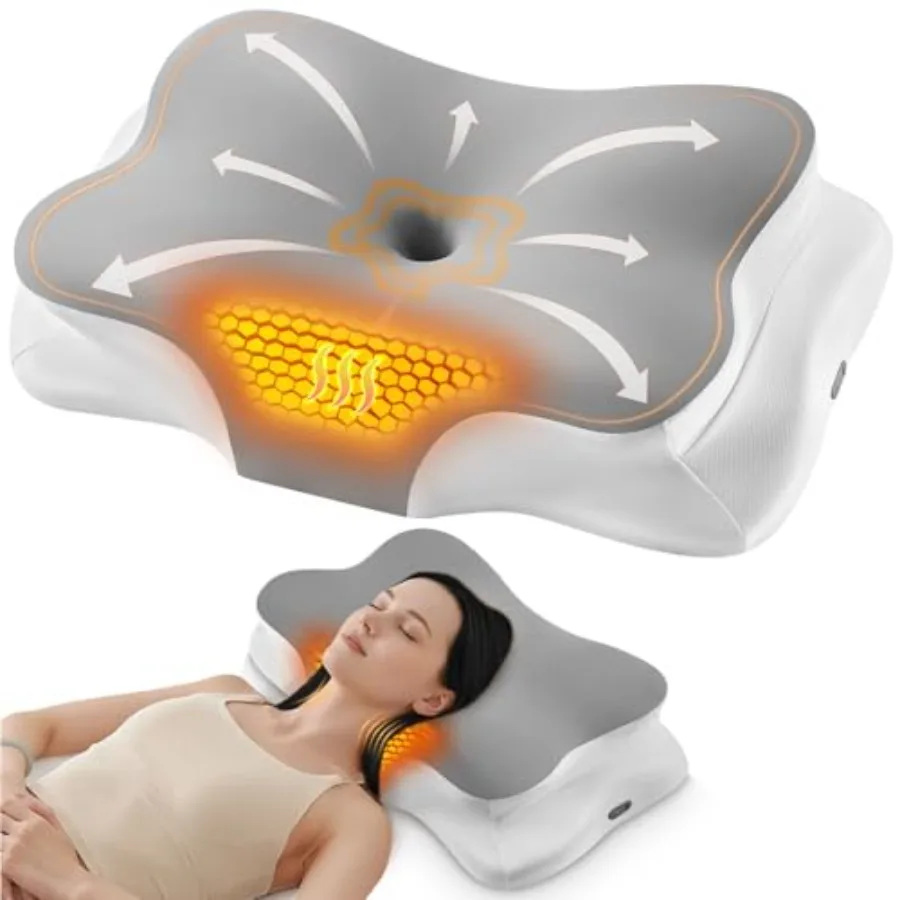 

Heated Cervical Pillow for Neck Pain Relief Ergonomic Contour Orthopedic Memory Foam Pillow for Neck Support USB Heating with A