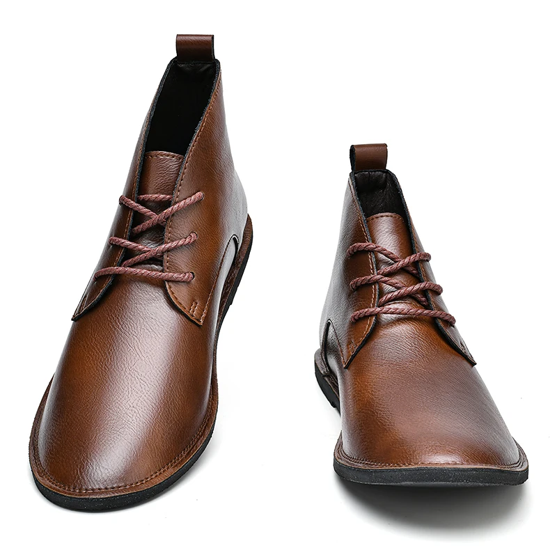 Winter Mens Retro Leather Boots Men Casual Black Brown Ankle Boots Lace Up Size 38-46 47 Dropshipping