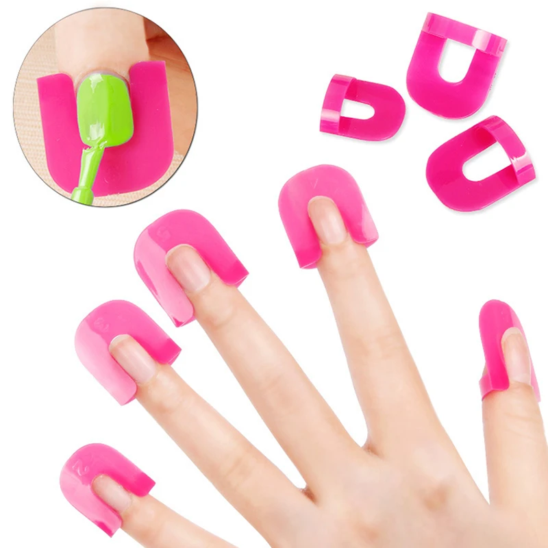 Protector de esmalte de uñas de plástico, Clip de protección antifugas para manicura, plantilla reutilizable, Guía para pintura artística de uñas, 26 unids/set por juego