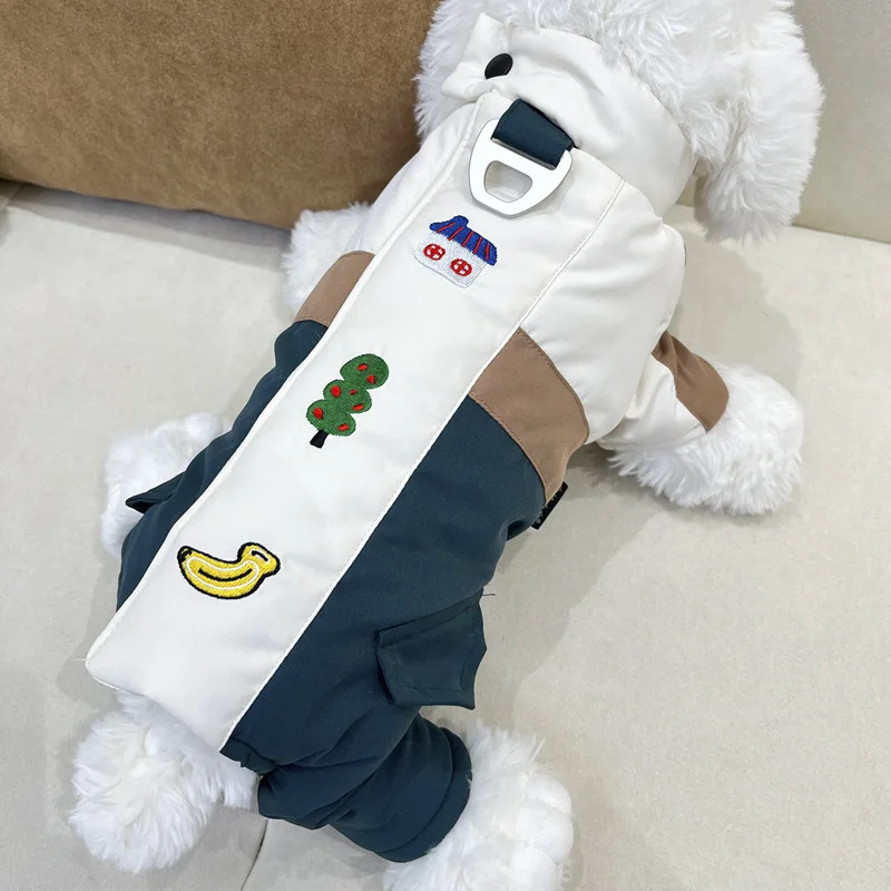 

With Traction Rope Thickened Pet Four-Legged Clothes Puppy Dog Autumn and Winter Teddy/Pomeranian Schnauzer Bichon Small Dog Cot