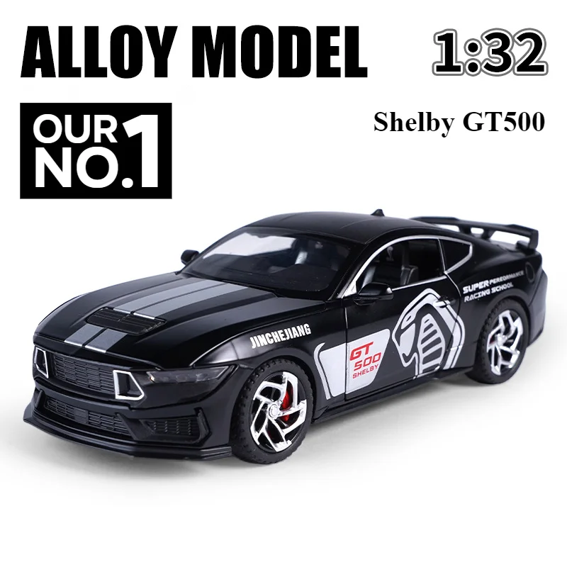 1:32 Ford Mustang Shelby GT500 Alloy Model Car Diecasts Metal Casting Pull Back Sound and Light Car Toys For Children Vehicle