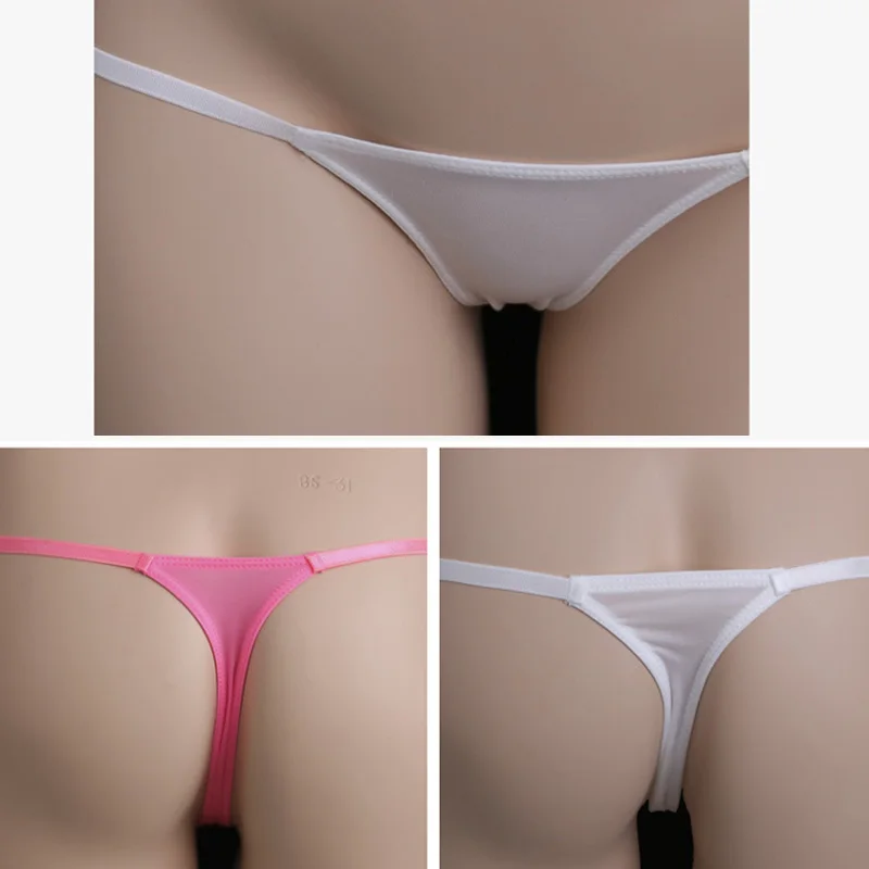 Ice Silk Low Waist G-String Ladies Transparent Thong Sexy Mini Underwear Solid Color Briefs Soft Comfortable Lingerie Panties