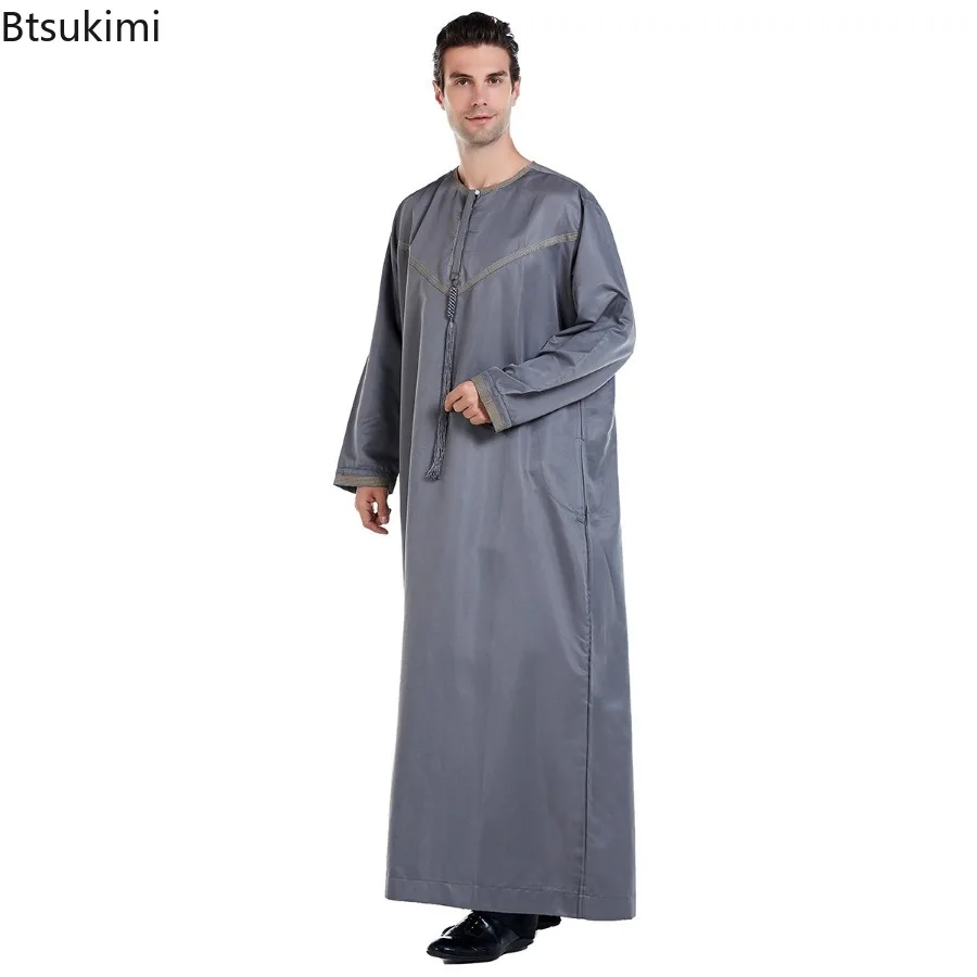 Muslim Fashion Abayas for Men Jubba Thobe Long Dress Pakistan Dubai Arab Kaftan Long Robes Islamic Clothing Ramadan Prayer Gowns