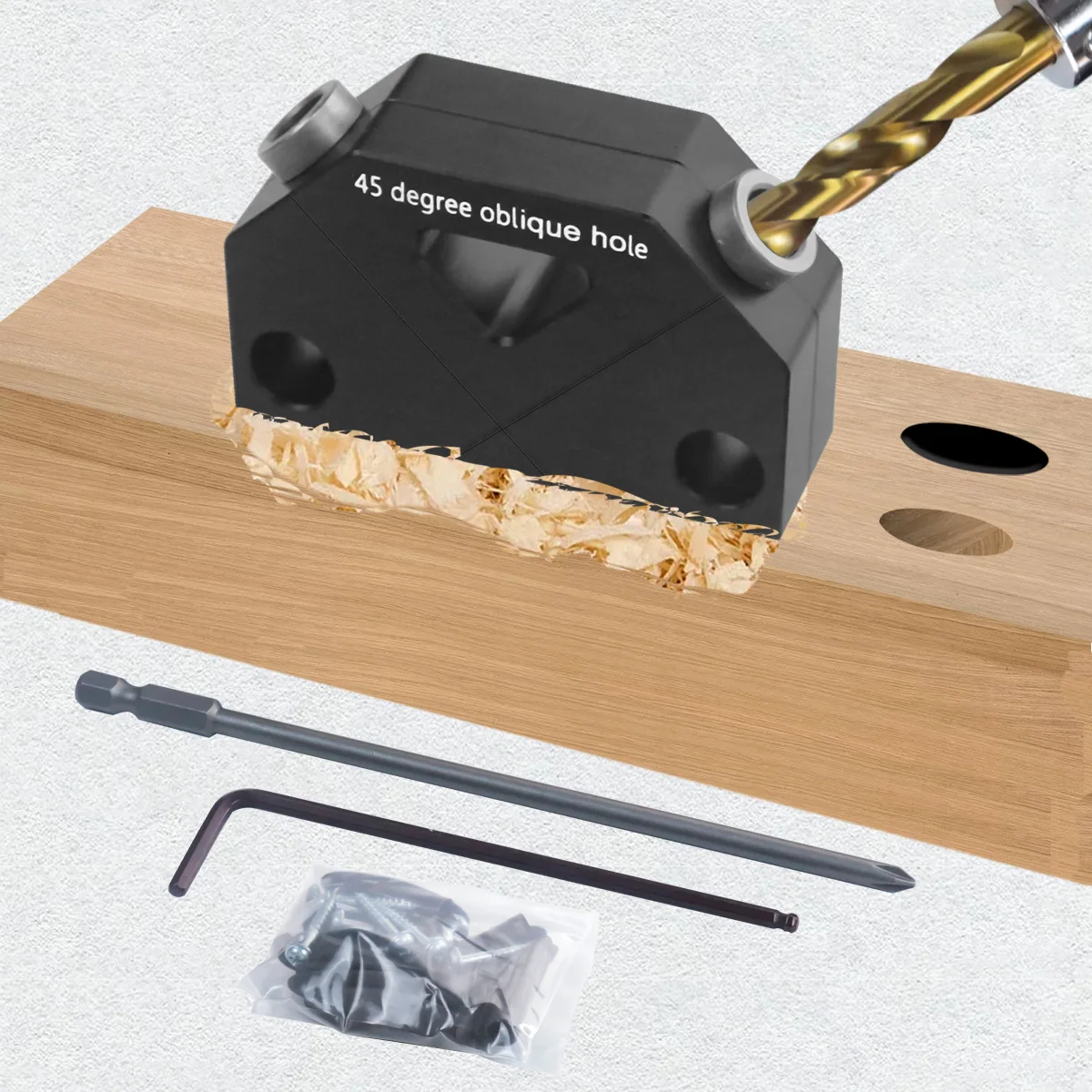 

45° Punch Locator Angle Woodworking Tool Hole Screw Jig Positioner Drilling Kit Dowel Drill Guide Joiner DIY Auxiliary Tools