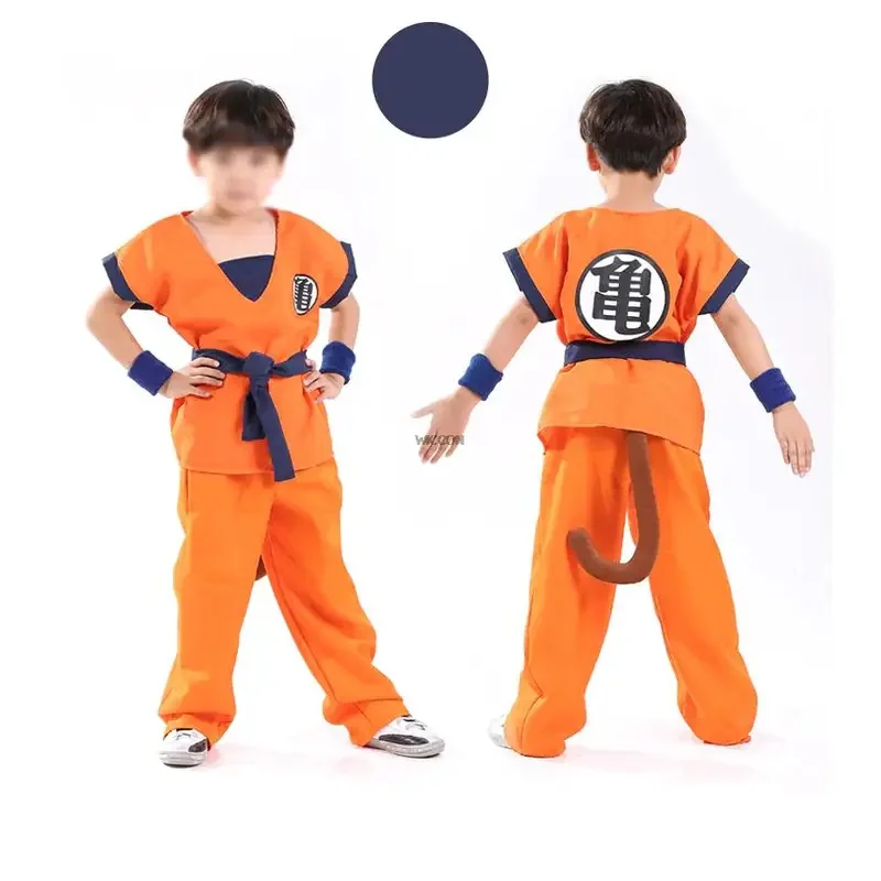 Костюмы на Хэллоуин 2022, одежда для детей и взрослых, костюм Гоку, костюмы для косплея, топ, брюки, пояс, хвост, парик для вечеринки