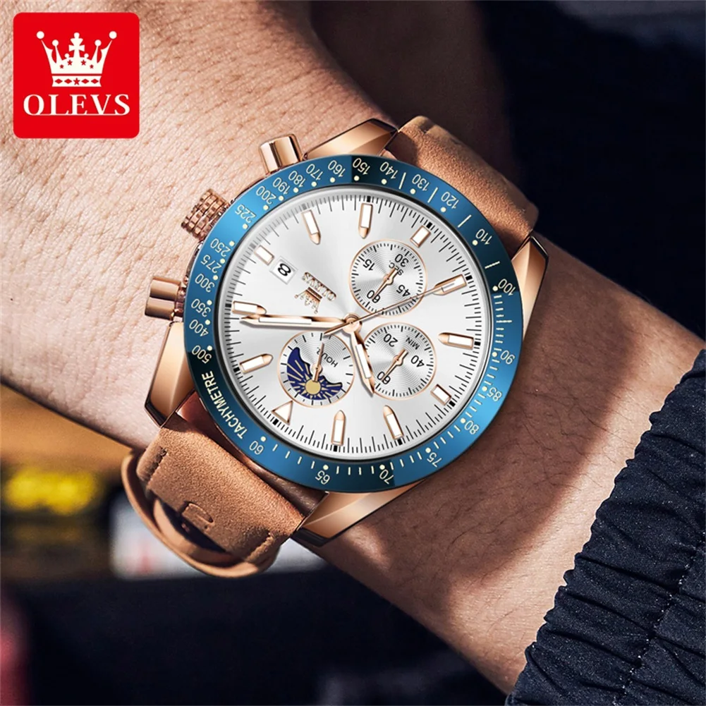 OLEVS Brand Watch Multifunctional Waterproof Quartz Watch for Men 9980