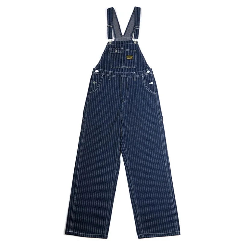 New Okonkwo Primary Color Denim Overalls Outdoor Sport Trekking Labor Cargo Camping Travel Cycling Men's Striped Pants Jumpsuit