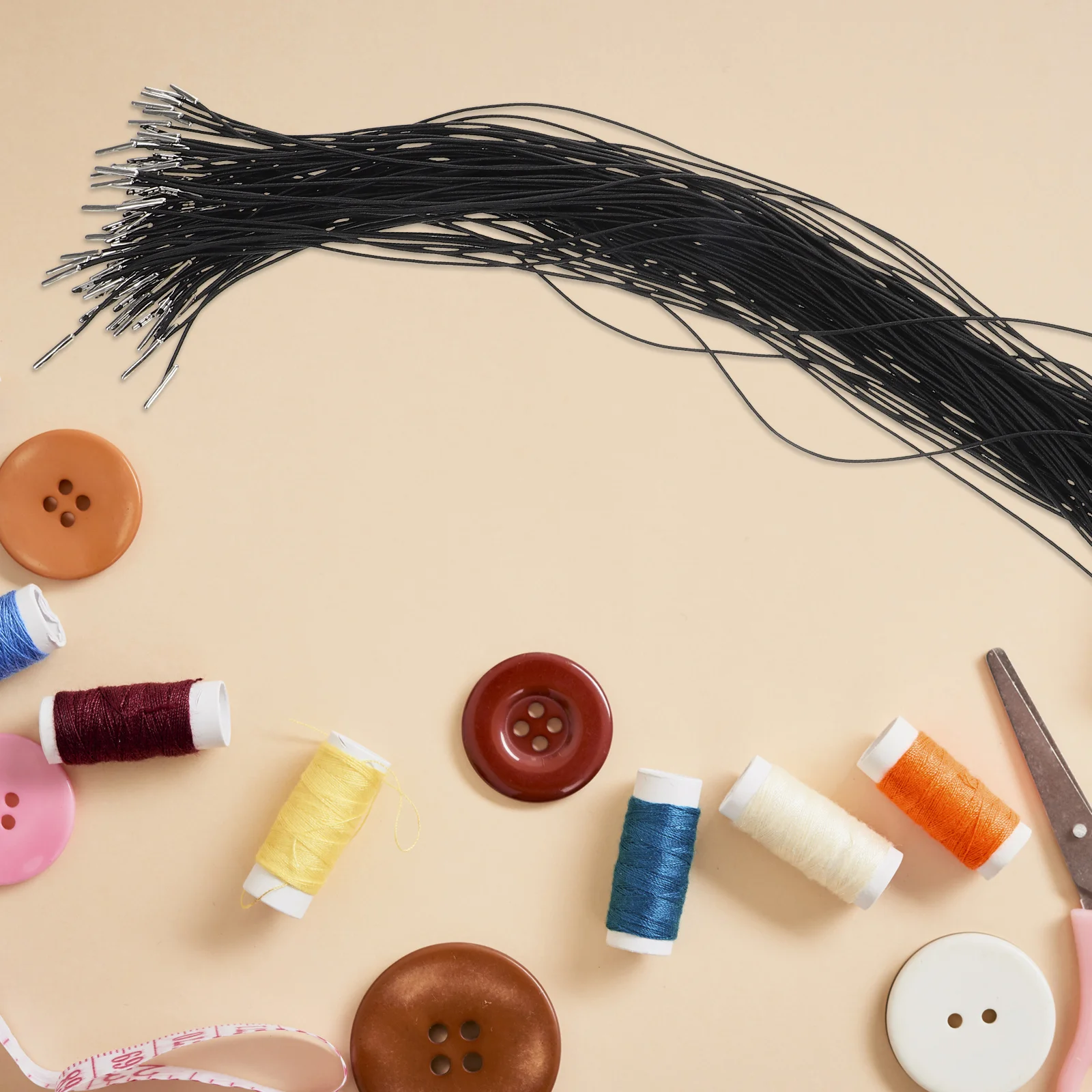 เชือกยางยืดแบบมีหนาม 100 ชิ้น สำหรับหมวก หน้ากาก งานฝีมือ DIY ทนทาน อเนกประสงค์ ใช้แทนเชือกผูกฮู้ดดี้